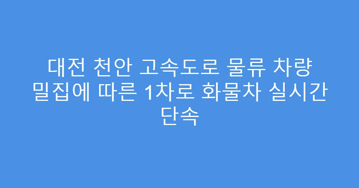 대전 천안 고속도로 물류 차량 밀집에 따른 1차로 화물차 실시간 단속