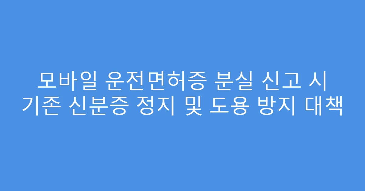 모바일 운전면허증 분실 신고 시 기존 신분증 정지 및 도용 방지 대책