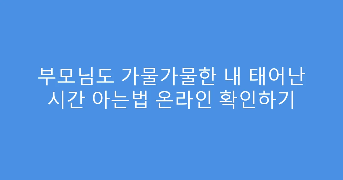 부모님도 가물가물한 내 태어난 시간 아는법 온라인 확인하기