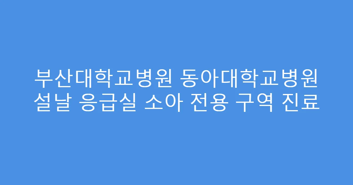 부산대학교병원 동아대학교병원 설날 응급실 소아 전용 구역 진료