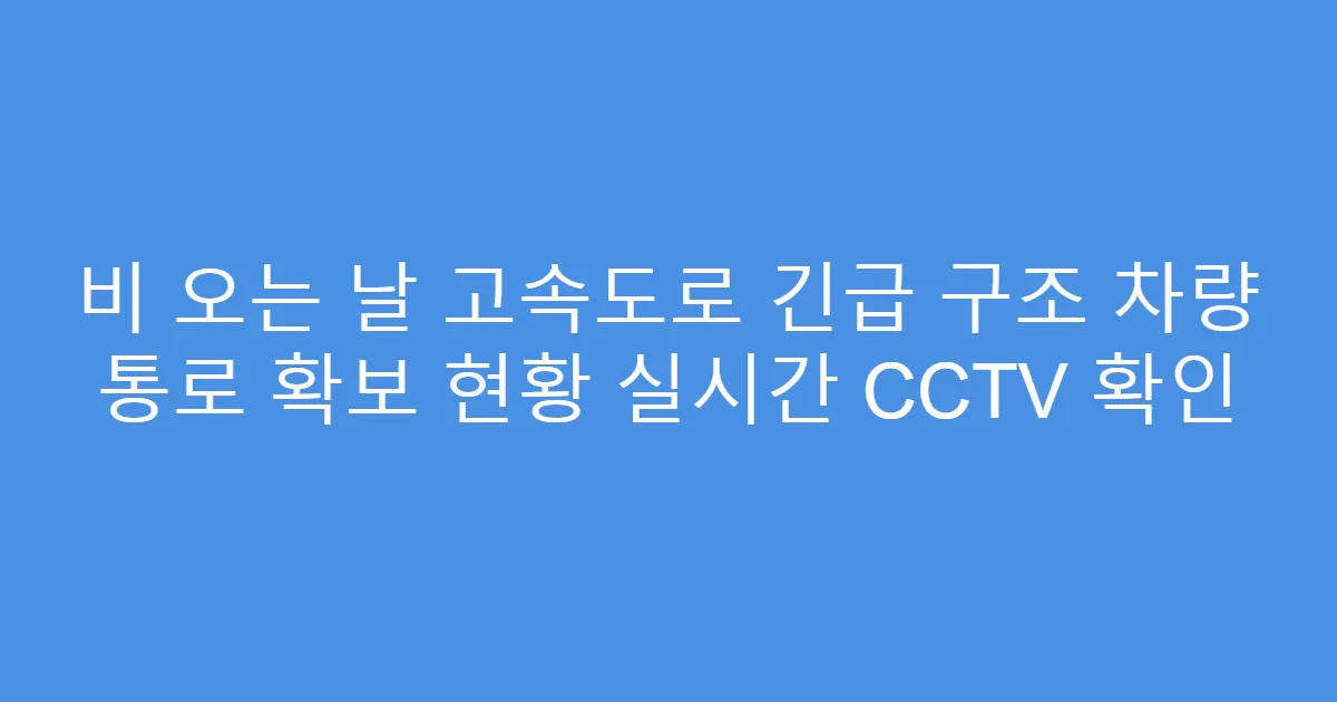 비 오는 날 고속도로 긴급 구조 차량 통로 확보 현황 실시간 CCTV 확인
