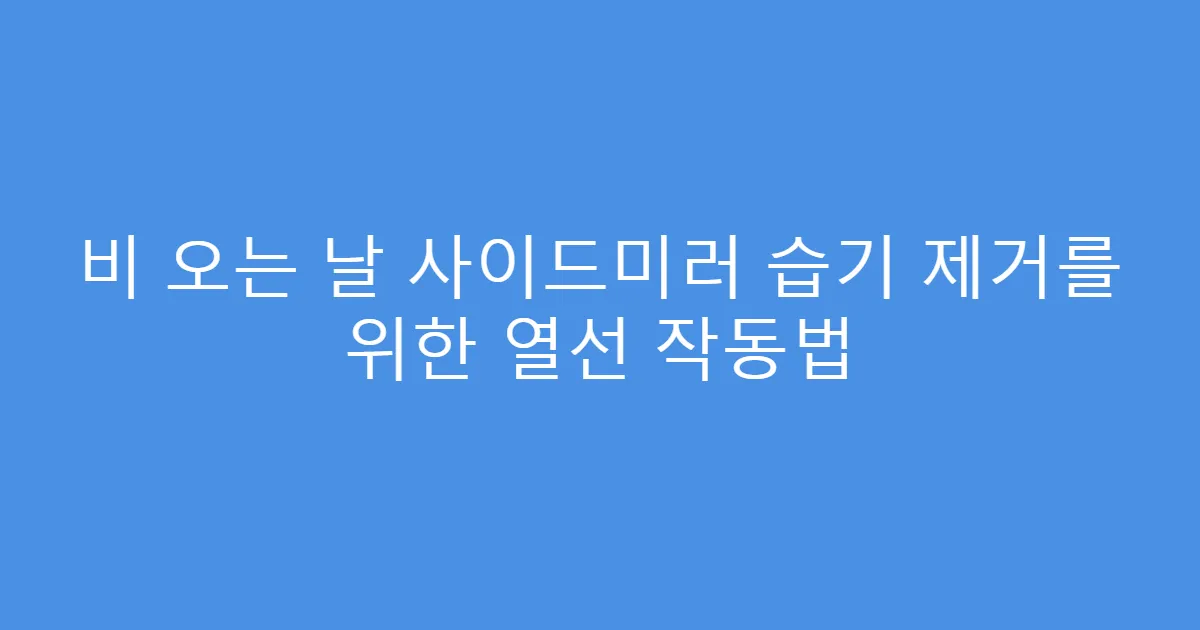 비 오는 날 사이드미러 습기 제거를 위한 열선 작동법