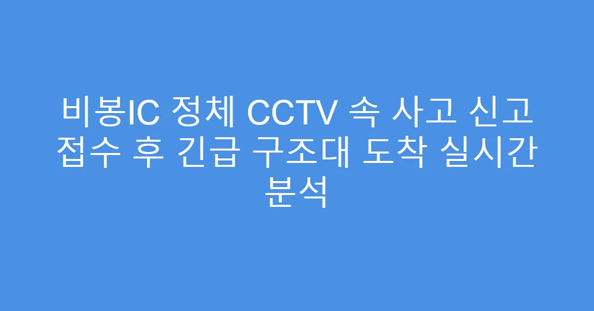 비봉IC 정체 CCTV 속 사고 신고 접수 후 긴급 구조대 도착 실시간 분석