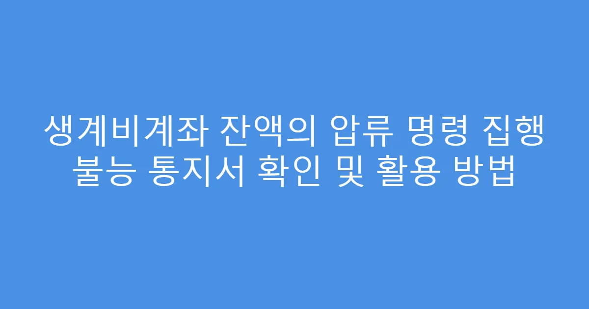 생계비계좌 잔액의 압류 명령 집행 불능 통지서 확인 및 활용 방법