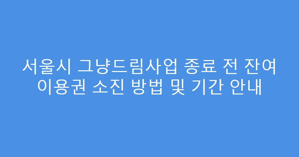 서울시 그냥드림사업 종료 전 잔여 이용권 소진 방법 및 기간 안내