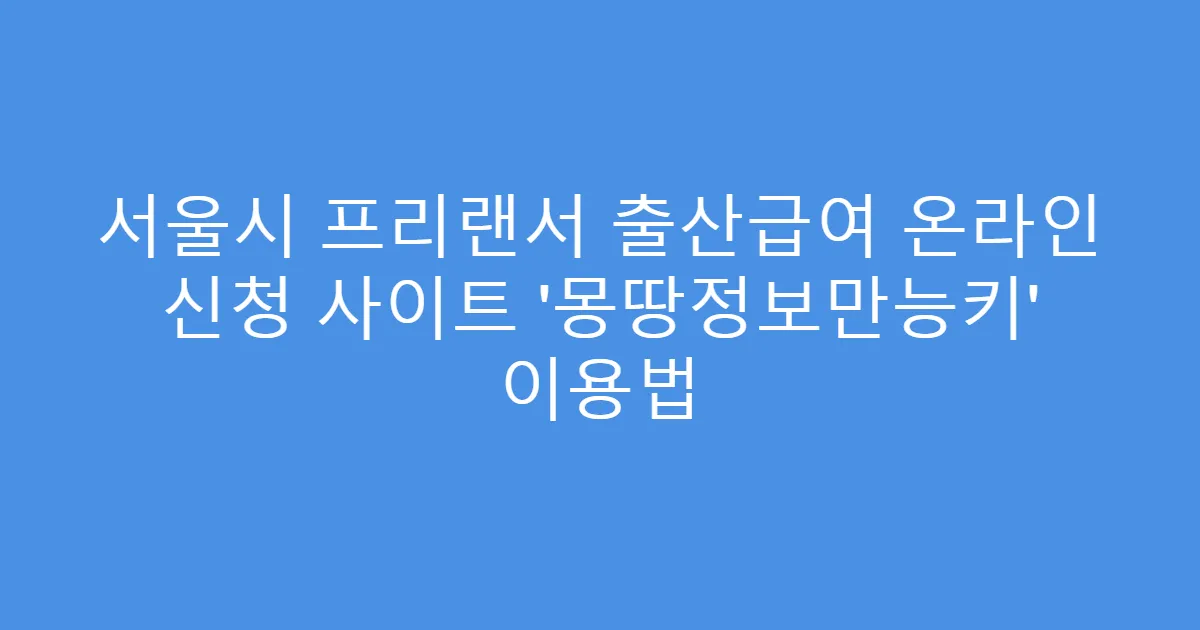 서울시 프리랜서 출산급여 온라인 신청 사이트 ‘몽땅정보만능키’ 이용법