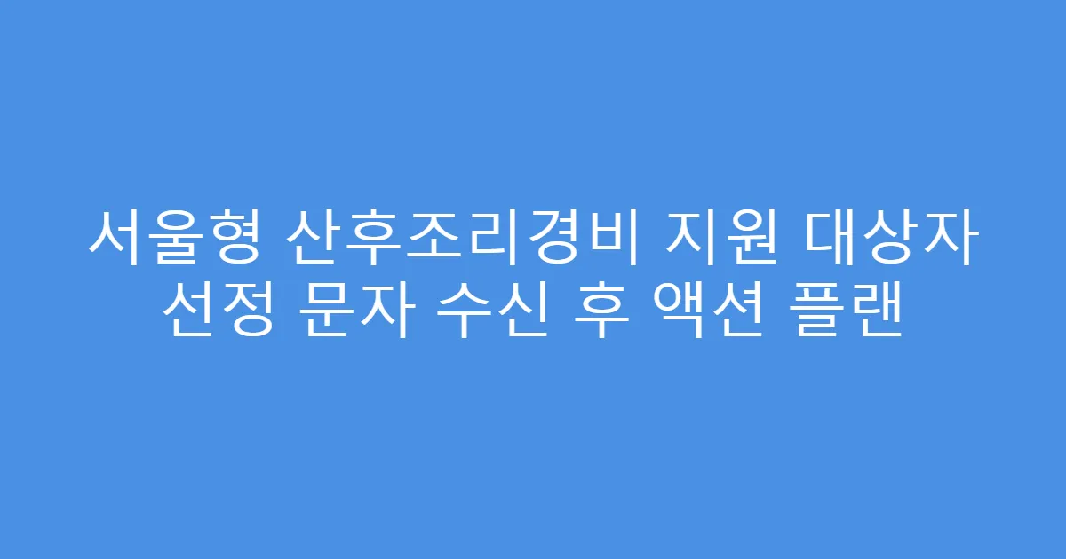 서울형 산후조리경비 지원 대상자 선정 문자 수신 후 액션 플랜