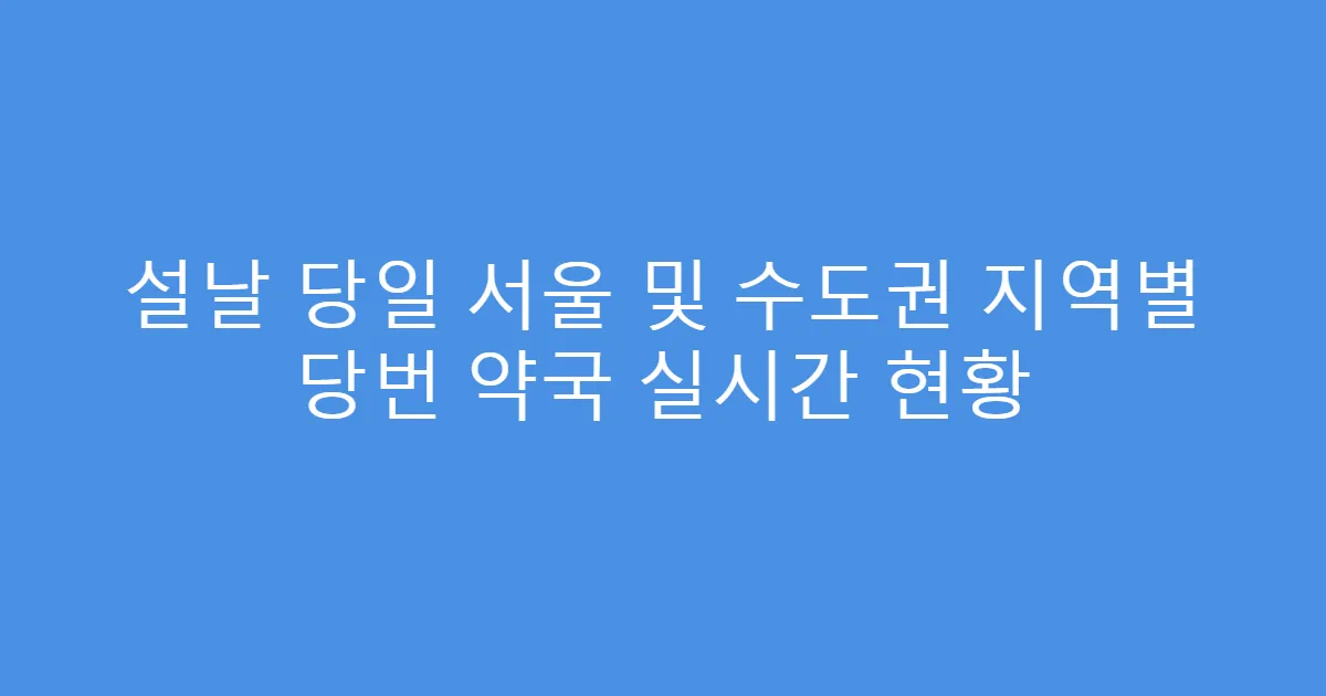 설날 당일 서울 및 수도권 지역별 당번 약국 실시간 현황