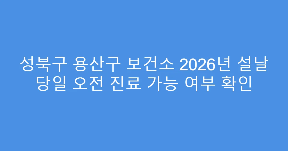 성북구 용산구 보건소 2026년 설날 당일 오전 진료 가능 여부 확인