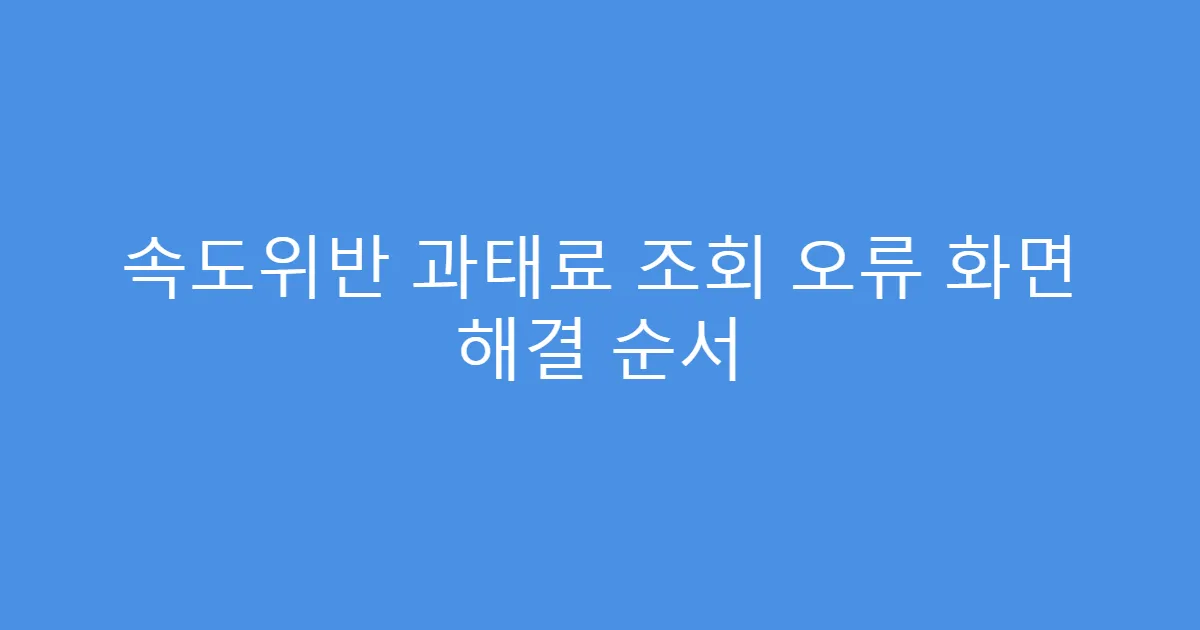 속도위반 과태료 조회 오류 화면 해결 순서