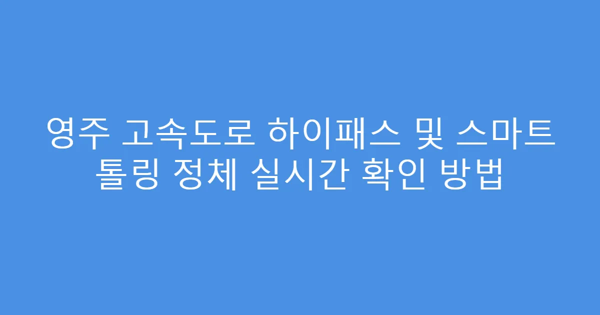 영주 고속도로 하이패스 및 스마트 톨링 정체 실시간 확인 방법