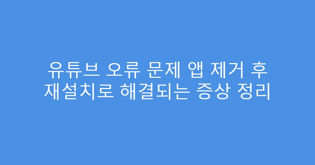 유튜브 오류 문제 앱 제거 후 재설치로 해결되는 증상 정리