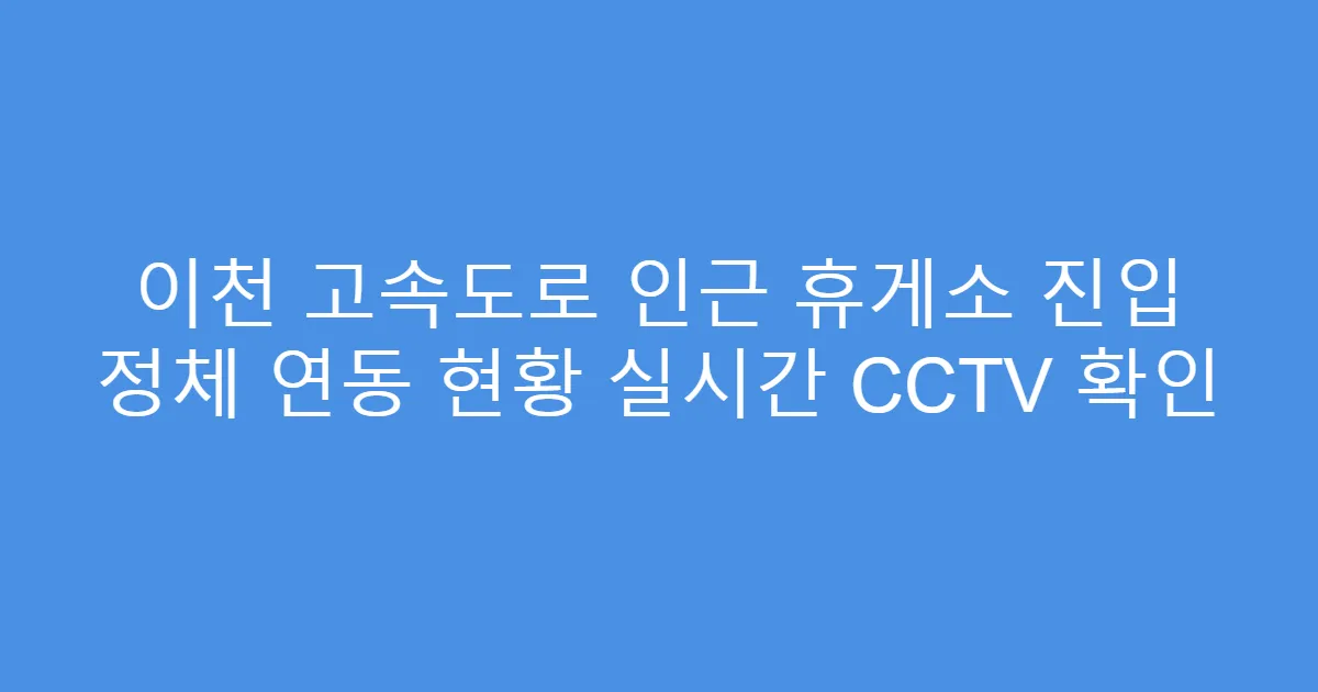 이천 고속도로 인근 휴게소 진입 정체 연동 현황 실시간 CCTV 확인