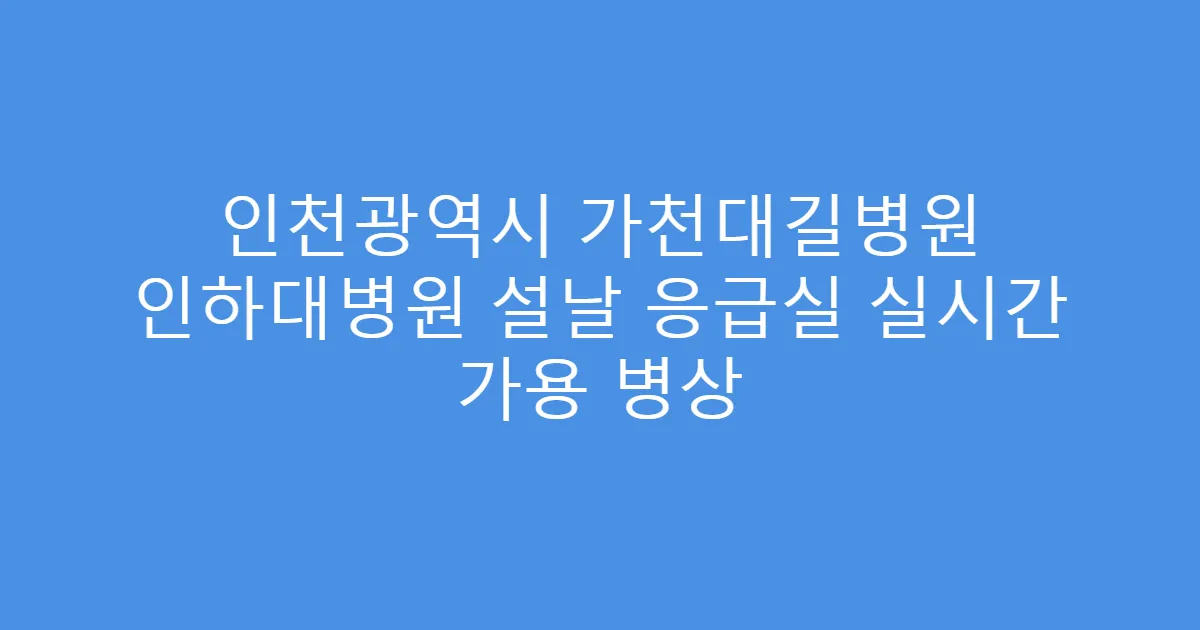 인천광역시 가천대길병원 인하대병원 설날 응급실 실시간 가용 병상
