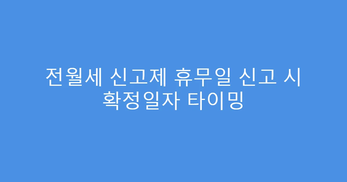 전월세 신고제 휴무일 신고 시 확정일자 타이밍
