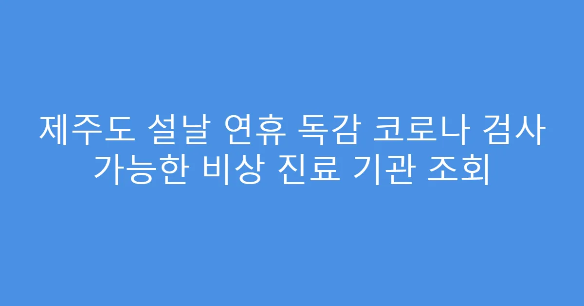 제주도 설날 연휴 독감 코로나 검사 가능한 비상 진료 기관 조회