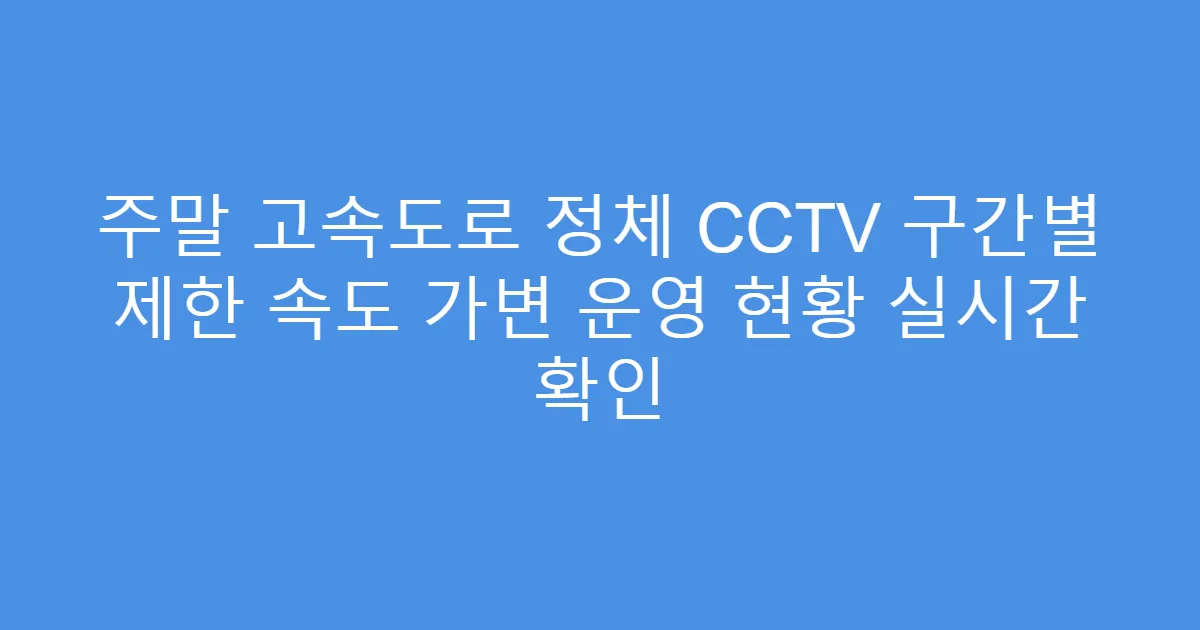 주말 고속도로 정체 CCTV 구간별 제한 속도 가변 운영 현황 실시간 확인