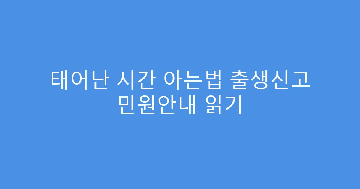태어난 시간 아는법 출생신고 민원안내 읽기