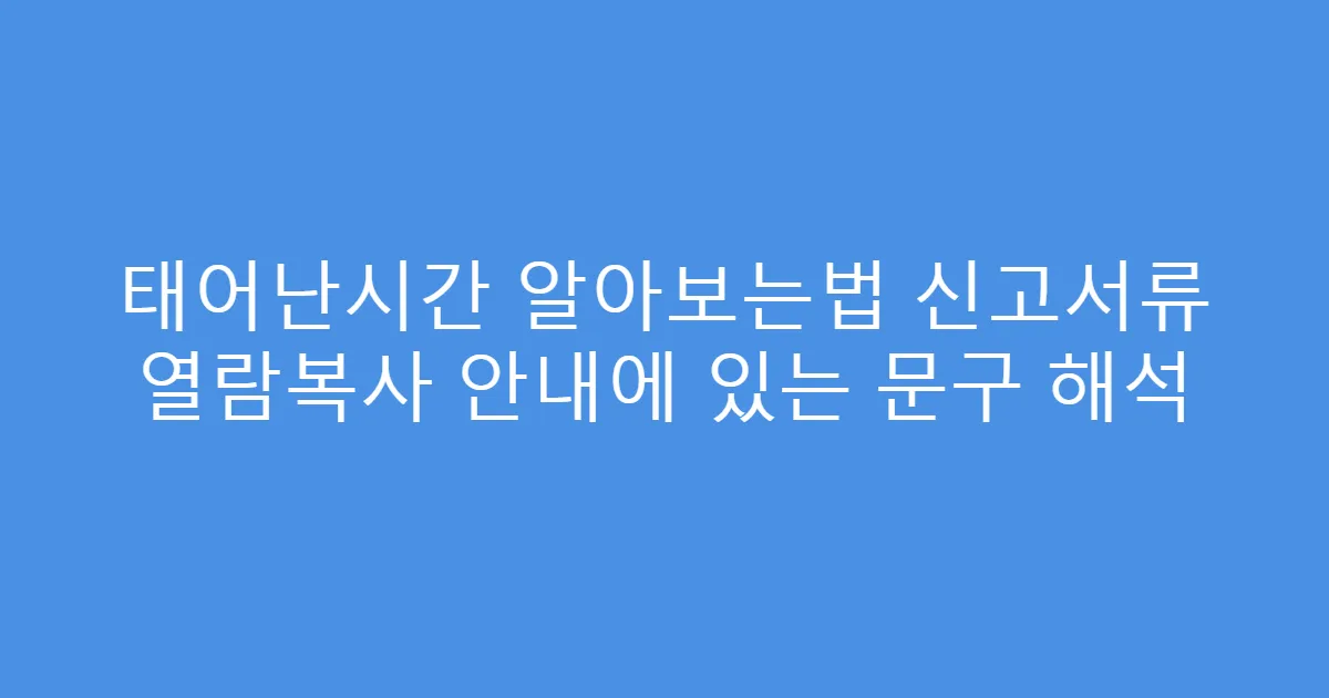 태어난시간 알아보는법 신고서류 열람복사 안내에 있는 문구 해석