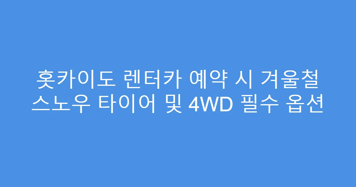 홋카이도 렌터카 예약 시 겨울철 스노우 타이어 및 4WD 필수 옵션