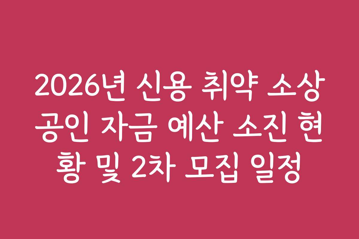 2026년 신용 취약 소상공인 자금 예산 소진 현황 및 2차 모집 일정