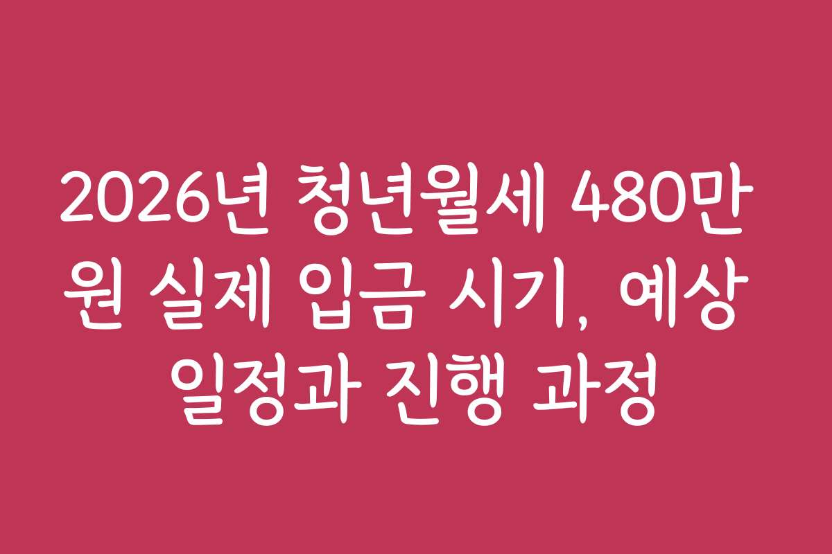 2026년 청년월세 480만 원 실제 입금 시기, 예상 일정과 진행 과정