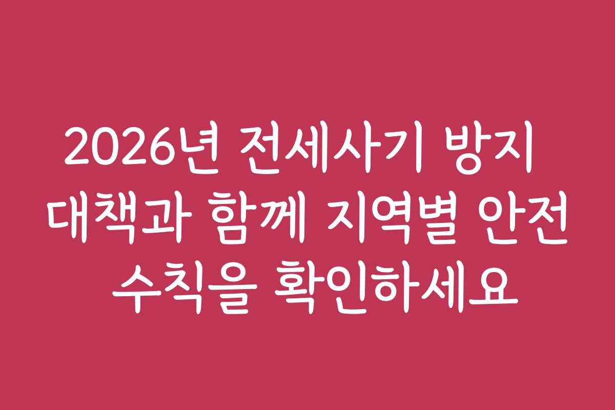 2026년 전세사기 방지 대책과 함께 지역별 안전 수칙을 확인하세요