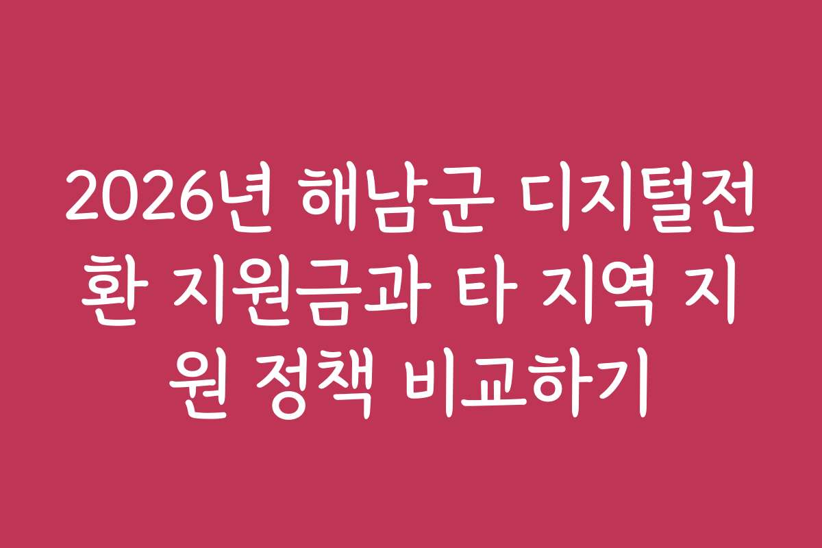2026년 해남군 디지털전환 지원금과 타 지역 지원 정책 비교하기