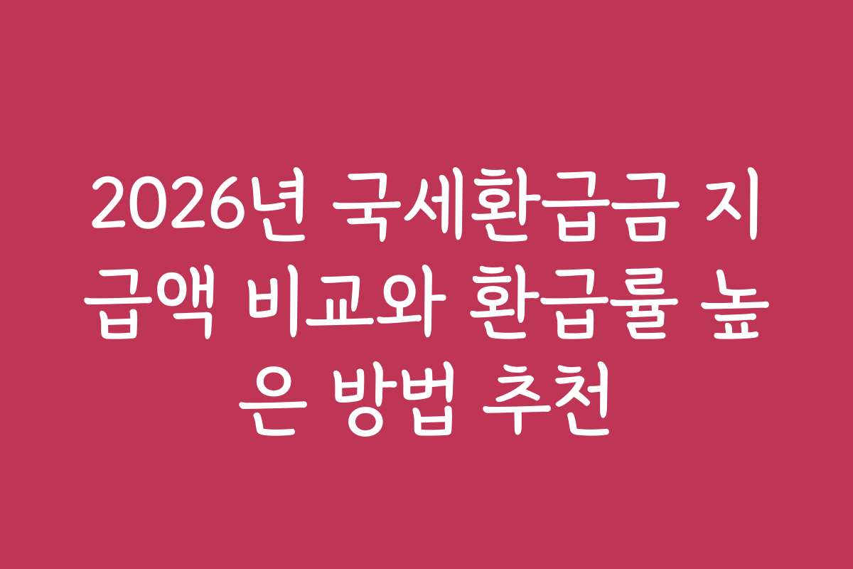 2026년 국세환급금 지급액 비교와 환급률 높은 방법 추천