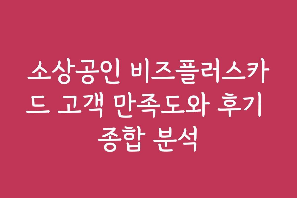 소상공인 비즈플러스카드 고객 만족도와 후기 종합 분석