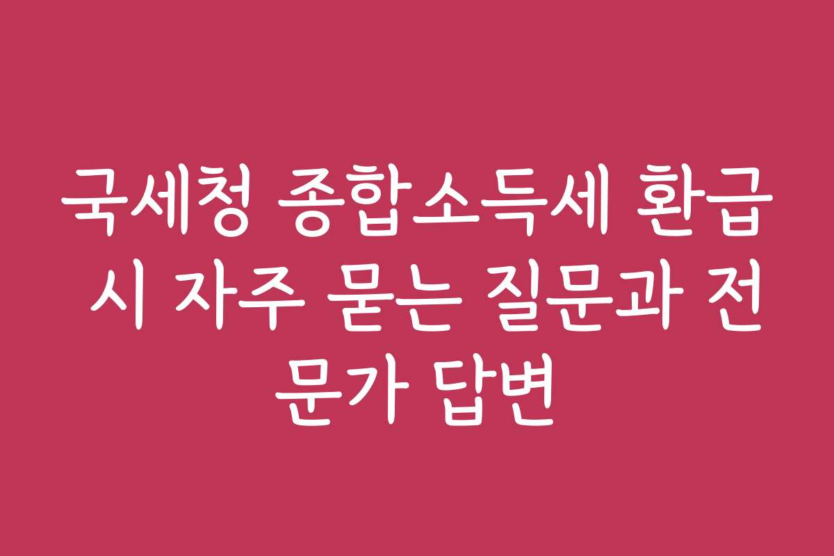 국세청 종합소득세 환급 시 자주 묻는 질문과 전문가 답변