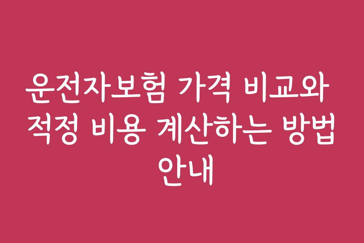 운전자보험 가격 비교와 적정 비용 계산하는 방법 안내
