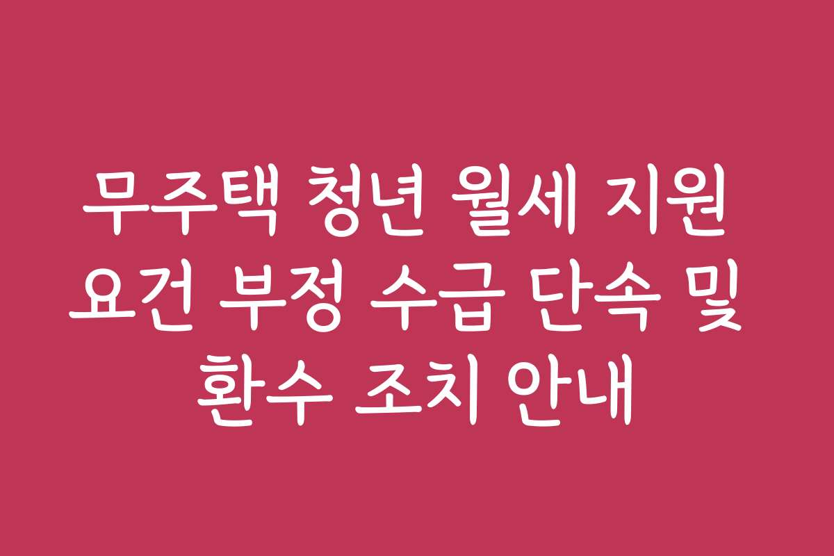 무주택 청년 월세 지원 요건 부정 수급 단속 및 환수 조치 안내
