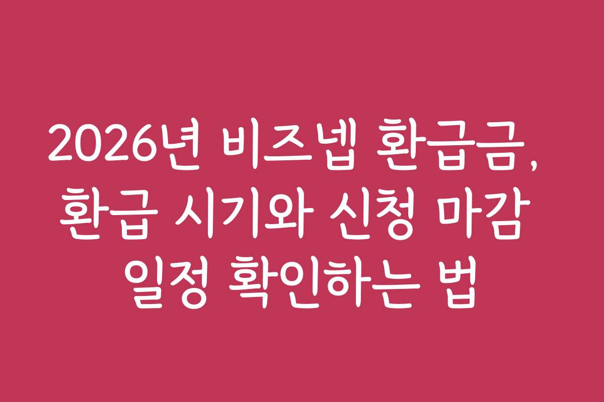 2026년 비즈넵 환급금, 환급 시기와 신청 마감 일정 확인하는 법