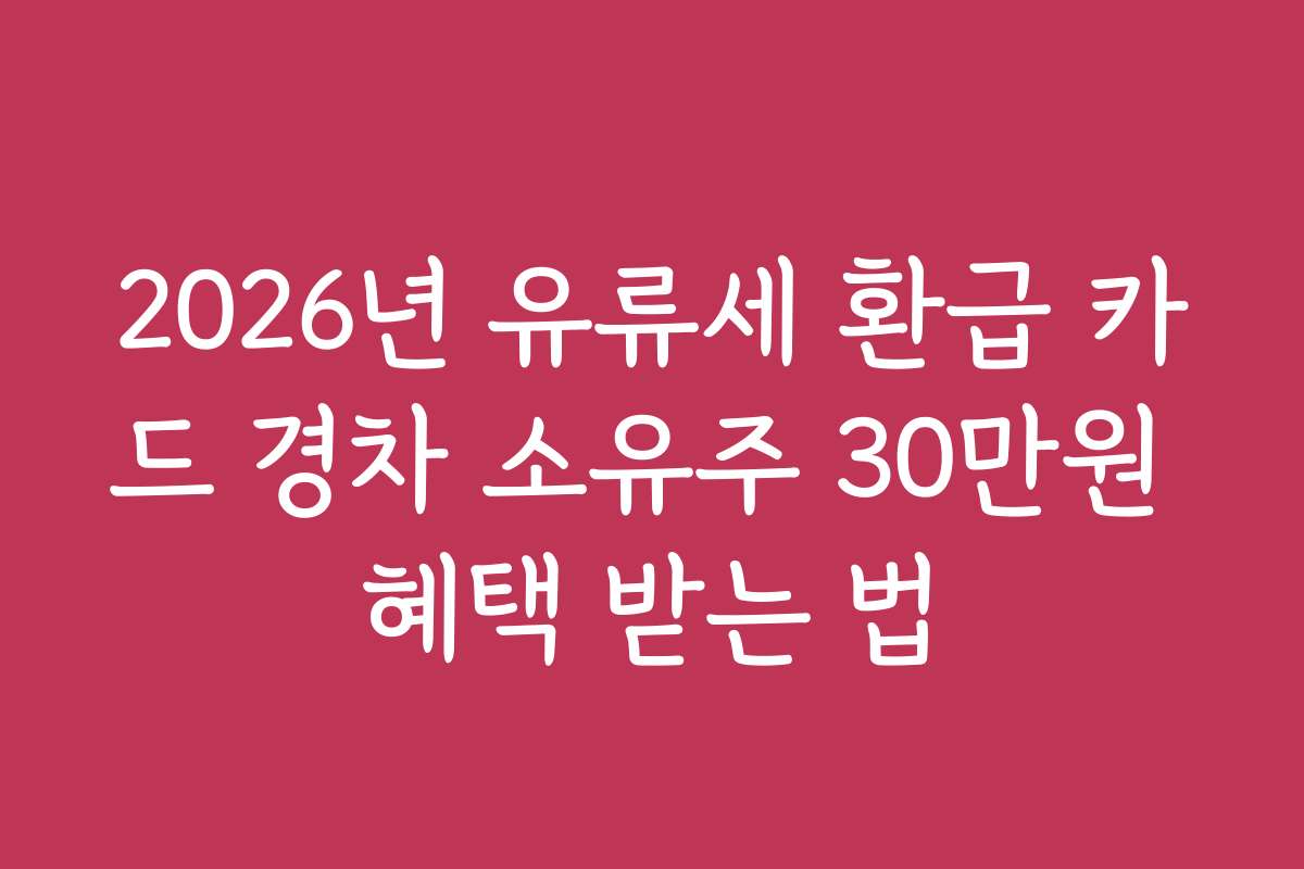 2026년 유류세 환급 카드 경차 소유주 30만원 혜택 받는 법
