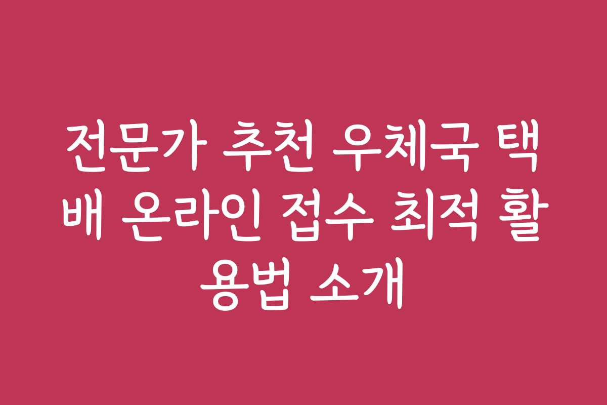 전문가 추천 우체국 택배 온라인 접수 최적 활용법 소개