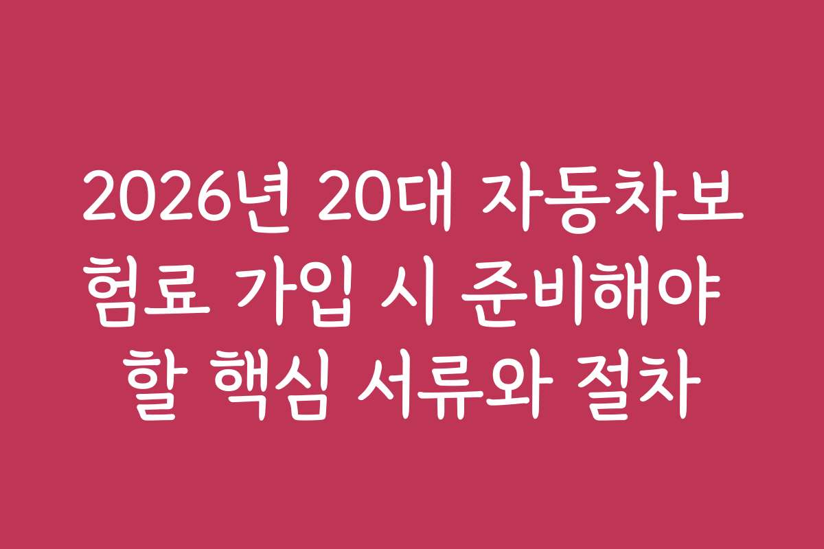 2026년 20대 자동차보험료 가입 시 준비해야 할 핵심 서류와 절차