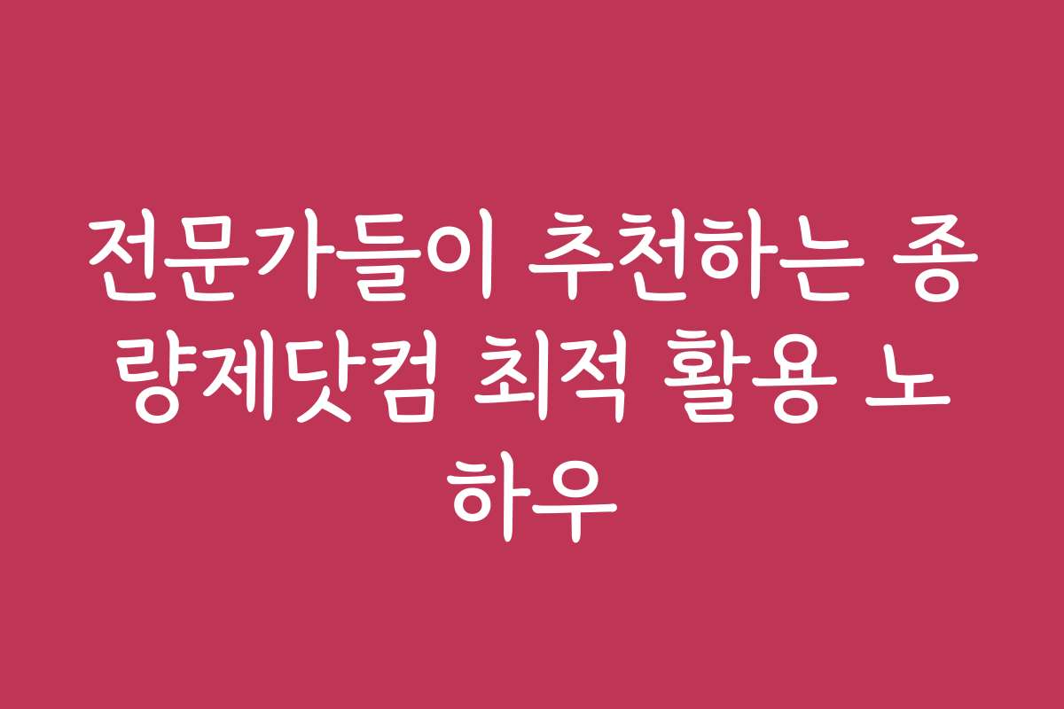 전문가들이 추천하는 종량제닷컴 최적 활용 노하우