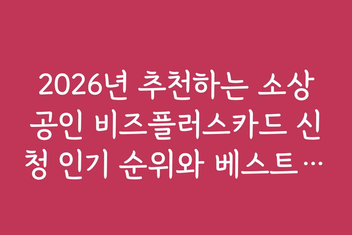 2026년 추천하는 소상공인 비즈플러스카드 신청 인기 순위와 베스트 상품
