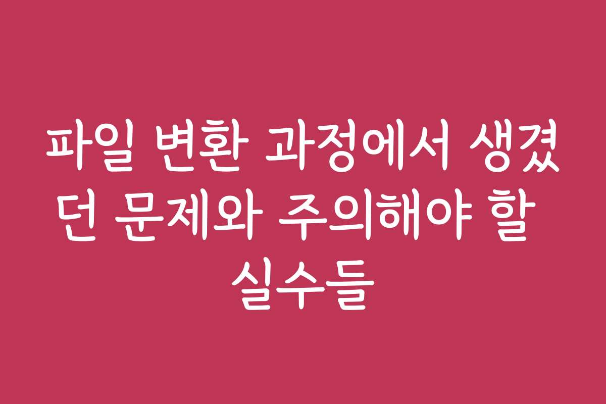 파일 변환 과정에서 생겼던 문제와 주의해야 할 실수들