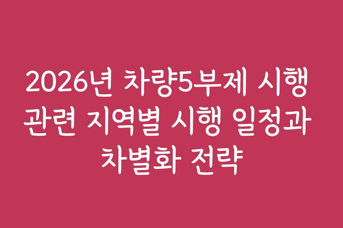 2026년 차량5부제 시행 관련 지역별 시행 일정과 차별화 전략