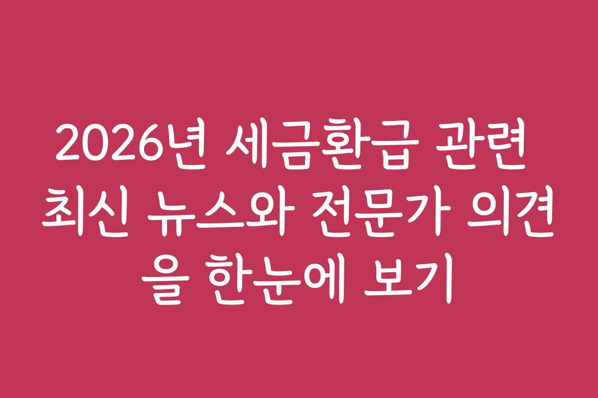 2026년 세금환급 관련 최신 뉴스와 전문가 의견을 한눈에 보기