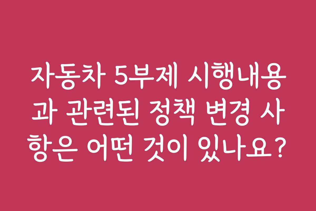 자동차 5부제 시행내용과 관련된 정책 변경 사항은 어떤 것이 있나요?