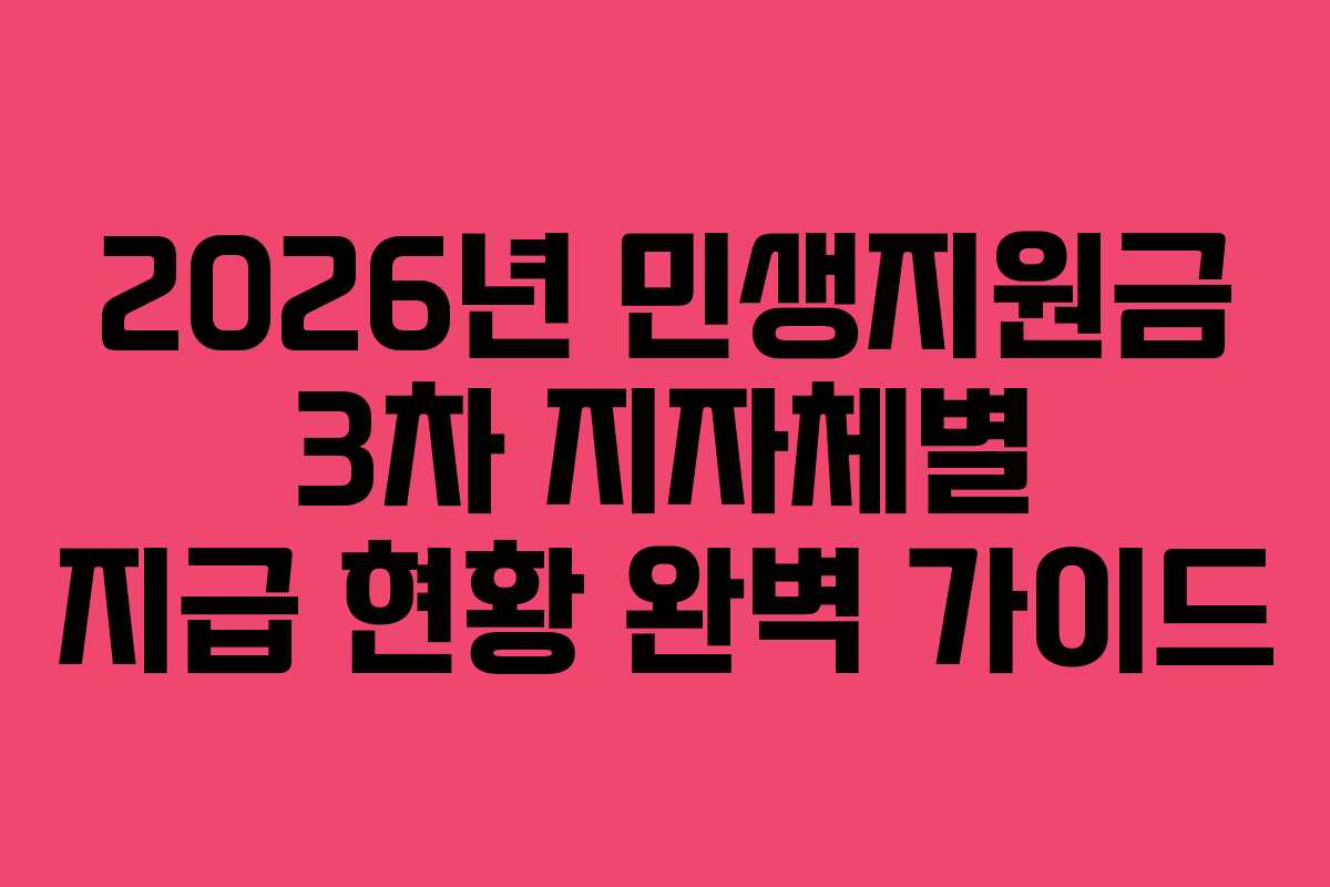 2026년 민생지원금 3차 지자체별 지급 현황 완벽 가이드