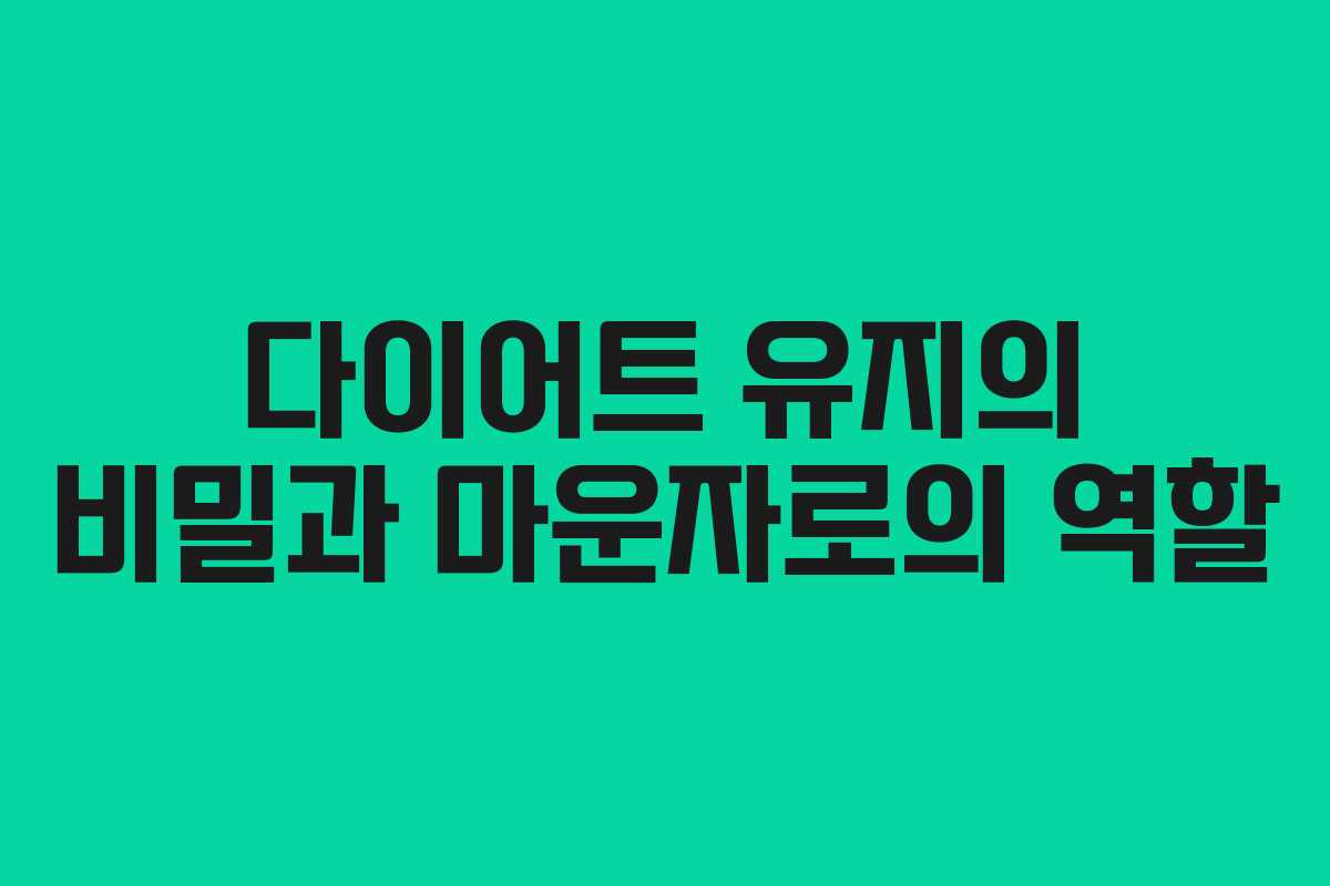 다이어트 유지의 비밀과 마운자로의 역할