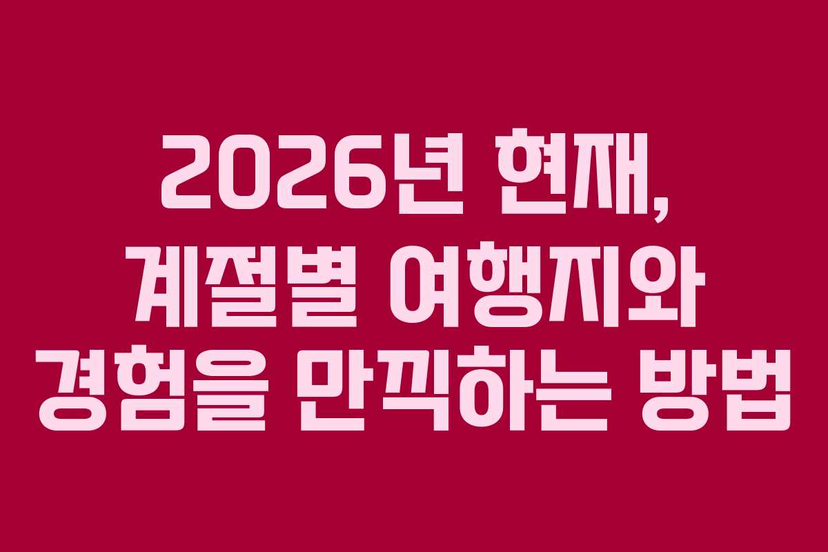 2026년 현재, 계절별 여행지와 경험을 만끽하는 방법