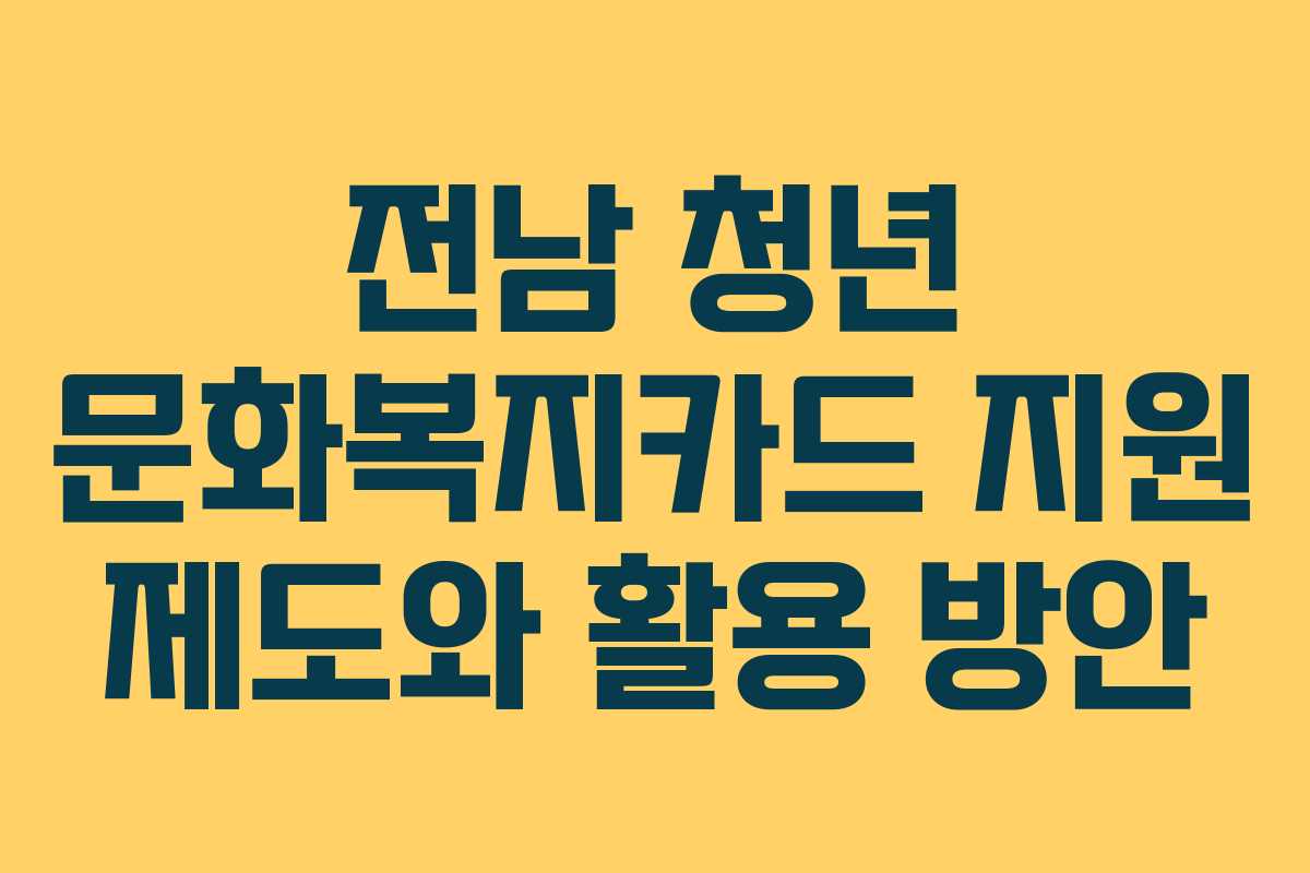 전남 청년 문화복지카드 지원 제도와 활용 방안