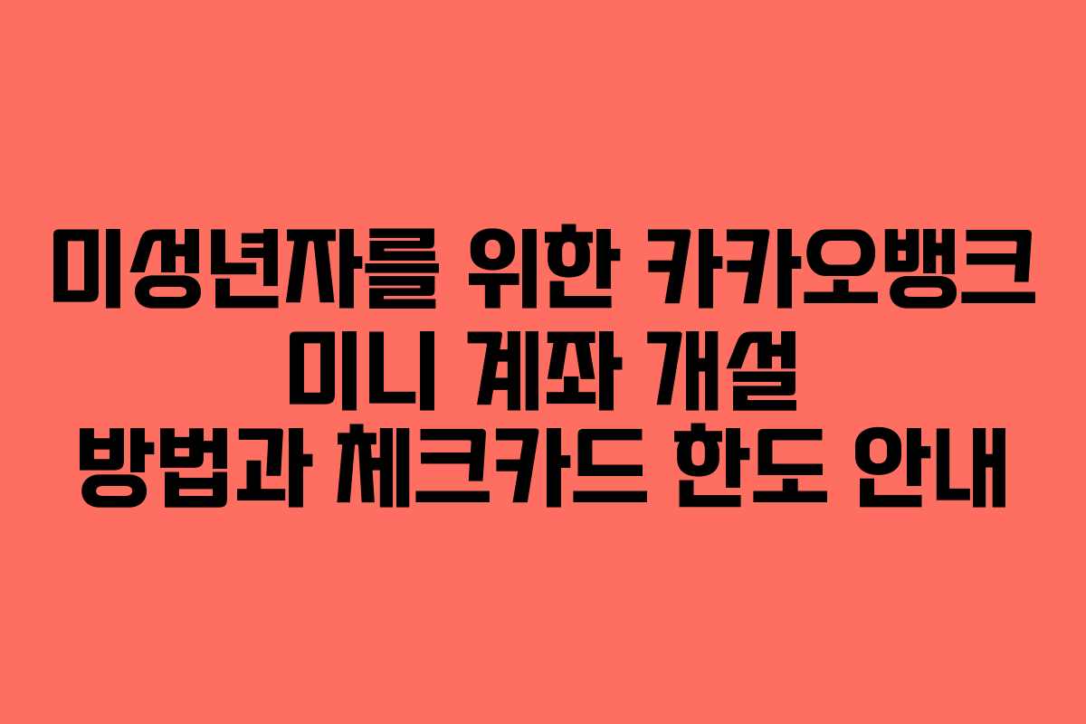 미성년자를 위한 카카오뱅크 미니 계좌 개설 방법과 체크카드 한도 안내