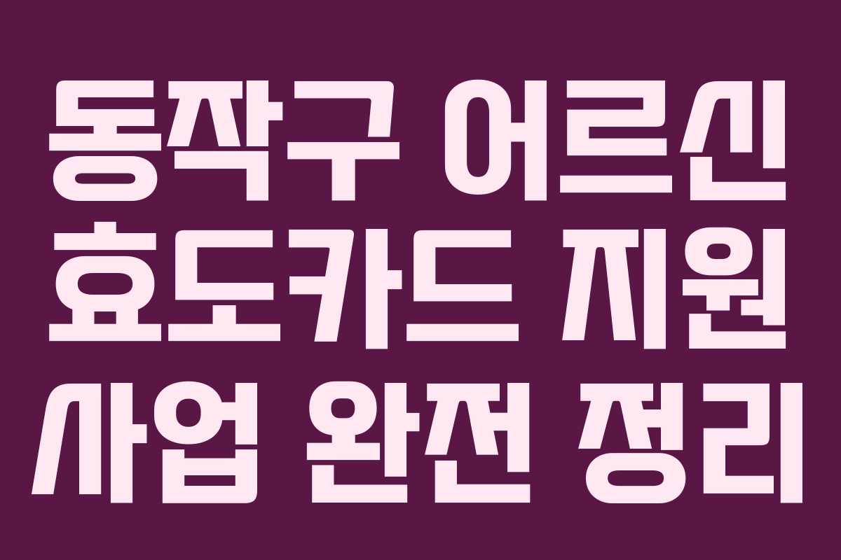 동작구 어르신 효도카드 지원 사업 완전 정리