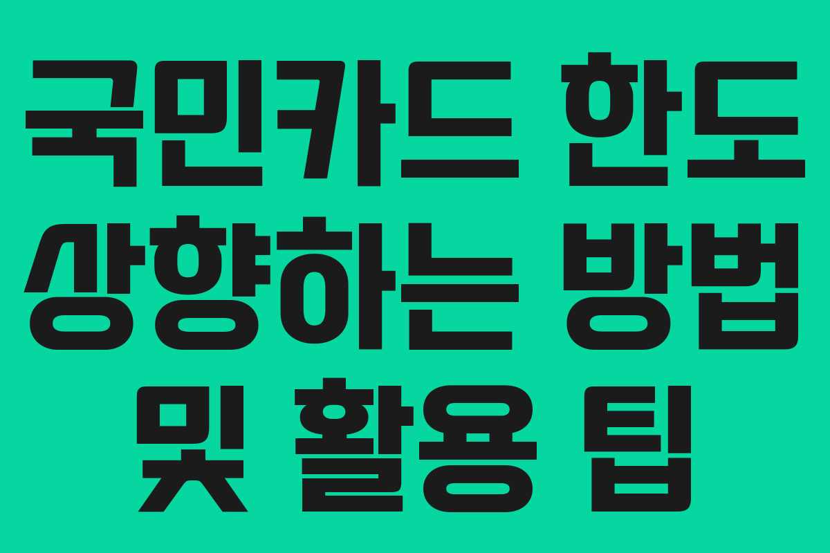 국민카드 한도 상향하는 방법 및 활용 팁